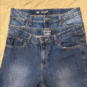 2-pair bundle! Cat & Jack blue denim jeans, relaxed fit, straight leg, size 16.